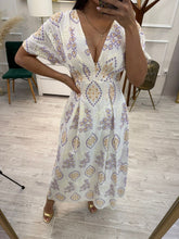 Cargar imagen en el visor de la galería, CIRCE - Maxi vestido blanco estampado
