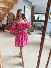 Cargar imagen en el visor de la galería, ADINA - Vestido corto estampado rosa y azul