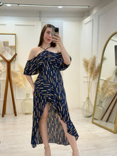 Cargar imagen en el visor de la galería, GENESIS - Maxi vestido azul marino estampado