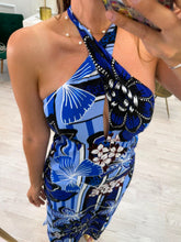 Cargar imagen en el visor de la galería, DARIANA - Vestido midi flores azul