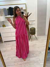 Cargar imagen en el visor de la galería, DIANA - Maxi vestido fucsia rayas