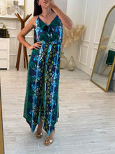 Cargar imagen en el visor de la galería, ANYA - Palazzo estampado azul con verde