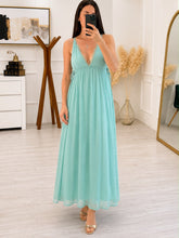 Cargar imagen en el visor de la galería, RUFINA - Maxi vestido verde turquesa