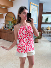 Cargar imagen en el visor de la galería, YALITZA - Blusa estampada blanca con rojo