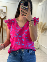 Cargar imagen en el visor de la galería, ELOISA - Blusa estampado fucsia con azul