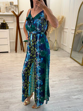 Cargar imagen en el visor de la galería, ANYA - Palazzo estampado azul con verde