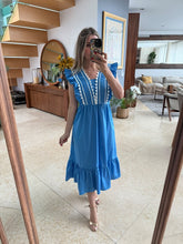 Cargar imagen en el visor de la galería, REINA - Vestido midi azul