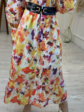 Cargar imagen en el visor de la galería, NEMERTES – Maxi vestido camisero floral acuarela manga larga