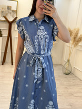 Cargar imagen en el visor de la galería, ARNELIA - Maxi vestido azul estampado