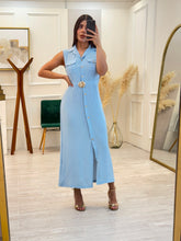 Cargar imagen en el visor de la galería, ROSAMUND - Vestido midi azul claro