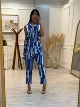 Cargar imagen en el visor de la galería, JANIS - Palazzo estampado azul con blanco
