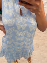 Cargar imagen en el visor de la galería, FIORENZA - Vestido corto azul mariposas