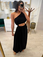 Cargar imagen en el visor de la galería, FABIOLA - Vestido negro asimétrico