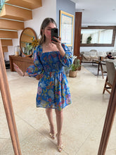 Cargar imagen en el visor de la galería, MARINETTE - Vestido azul estampado