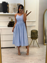 Cargar imagen en el visor de la galería, ATENEA - Vestido midi azul rayas