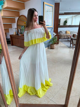 Cargar imagen en el visor de la galería, JAZMIN - Maxi vestido blanco con amarillo