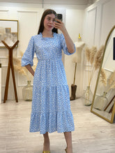 Cargar imagen en el visor de la galería, CINTIA - Maxi vestido azul estampado