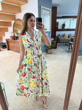 Cargar imagen en el visor de la galería, CHERYL - Maxi vestido blanco estampado