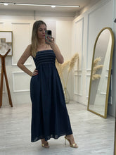 Cargar imagen en el visor de la galería, AMADINE - Maxi vestido azul oscuro tirantes