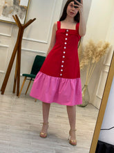 Cargar imagen en el visor de la galería, CHERRY - Vestido midi rojo con rosa