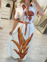 Cargar imagen en el visor de la galería, TOÑA - Maxi vestido blanco estampado hojas