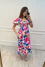 Cargar imagen en el visor de la galería, VIVIEN - Maxi vestido floral rosa y azul