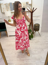 Cargar imagen en el visor de la galería, VION - Maxi vestido palma rojo