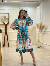 Cargar imagen en el visor de la galería, VALDA - Vestido midi azul estampado