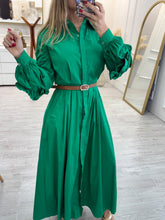 Cargar imagen en el visor de la galería, BALTAZARA - Maxi vestido verde tipo camisero