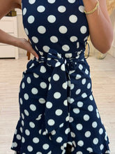 Cargar imagen en el visor de la galería, BETHANY - Maxi vestido azul marino polka dots