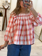 Cargar imagen en el visor de la galería, ALONDRA - Blusa campesina cuadros