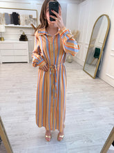 Cargar imagen en el visor de la galería, OTILIA - Maxi vestido naranja rayas