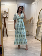 Cargar imagen en el visor de la galería, ANDREA - Maxi vestido verde claro estampado