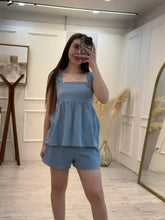 Cargar imagen en el visor de la galería, HELENIA - Set blusa y short azul claro