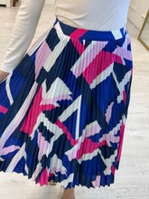 Cargar imagen en el visor de la galería, DARLA - Falda plisada estampada azul y rosa