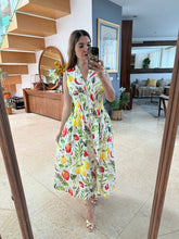 Cargar imagen en el visor de la galería, CHERYL - Maxi vestido blanco estampado