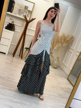 Cargar imagen en el visor de la galería, AUBREY - Maxi vestido bicolor polka dots
