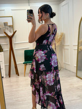 Cargar imagen en el visor de la galería, JOLIE - Maxi vestido negro estampado
