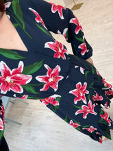 Cargar imagen en el visor de la galería, DORA - Maxi vestido azul petroleo estampado floral