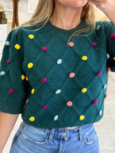 Cargar imagen en el visor de la galería, EUDORA - Blusa verde pompones