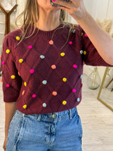 Cargar imagen en el visor de la galería, RAINBOW - Blusa granate pompones