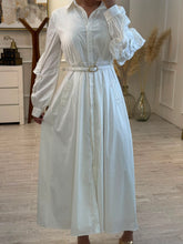 Cargar imagen en el visor de la galería, SATURNINA - Maxi vestido blanco camisero