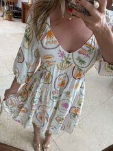 Cargar imagen en el visor de la galería, ELNORA - Vestido blanco estampado tropical