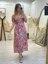 Cargar imagen en el visor de la galería, GUSTAVA - Maxi vestido estampado multicolor