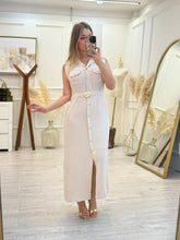Cargar imagen en el visor de la galería, CLAUDETTE - Maxi vestido avena