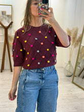 Cargar imagen en el visor de la galería, RAINBOW - Blusa granate pompones