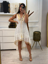 Cargar imagen en el visor de la galería, ANGELA - Vestido midi apliques dorados