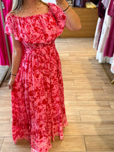 Cargar imagen en el visor de la galería, AVELINE - Maxi vestido rojo estampado