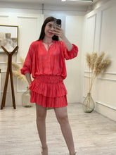 Cargar imagen en el visor de la galería, YOLANA - Vestido corto rojo estampado