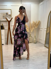 Cargar imagen en el visor de la galería, JOLIE - Maxi vestido negro estampado